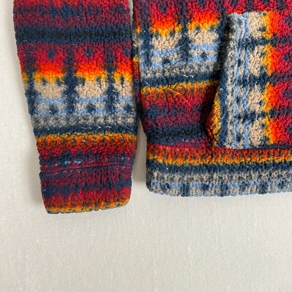 Brooklyn Cloth Fleece Aztec Native Geometric Sunset Print Color Striped Hoodie - Picture 9 of 11